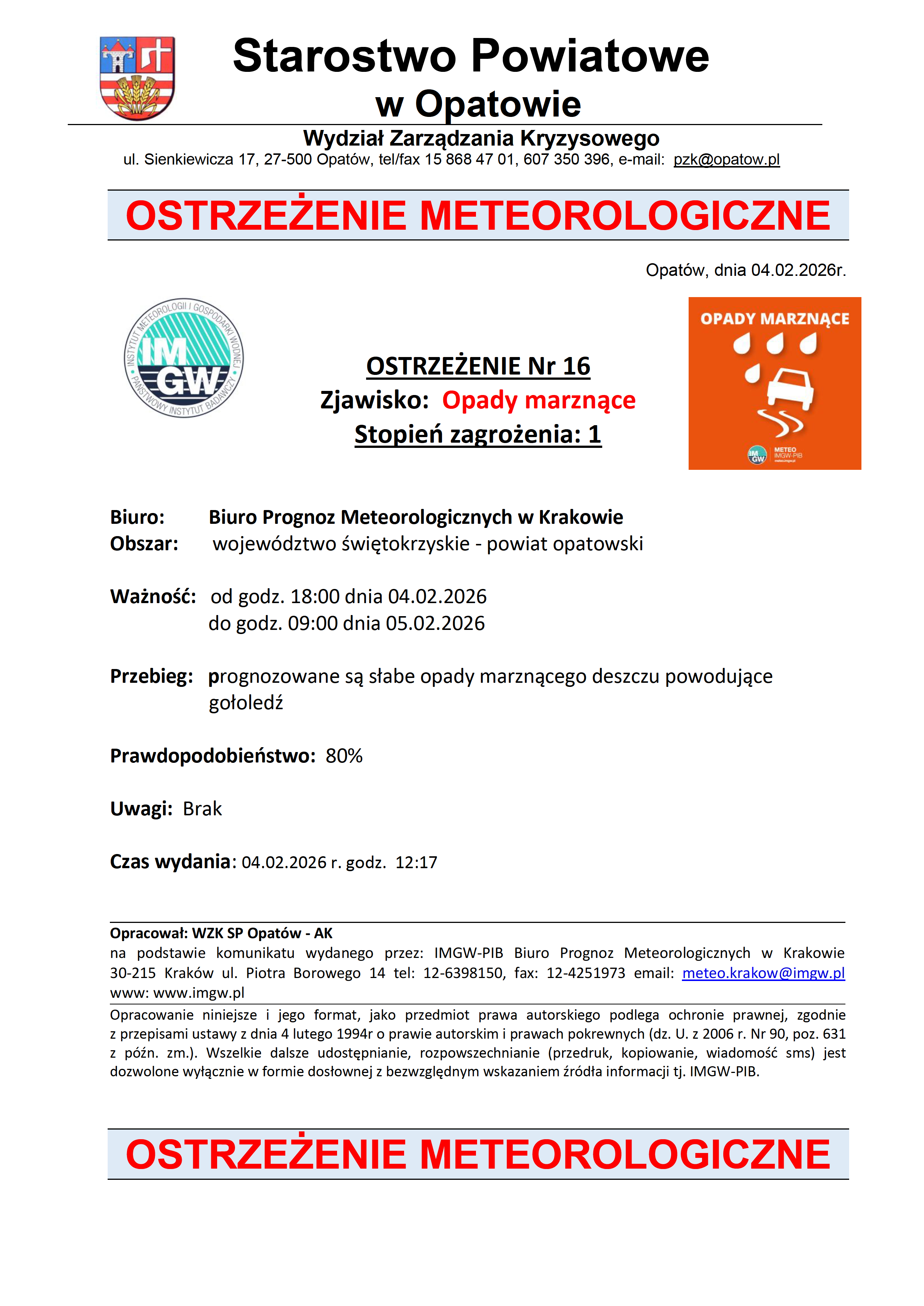 Komunikat meteorologiczny